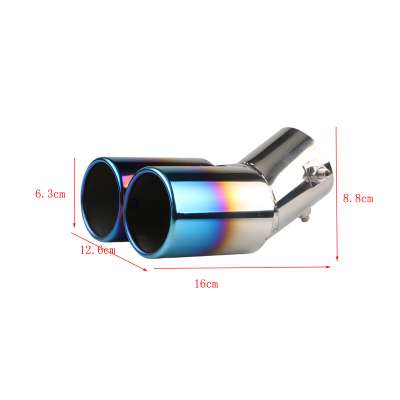 Factory direct sales car modification grilled blue tail throat double pipe decorative muffler stainless steel exhaust pipe